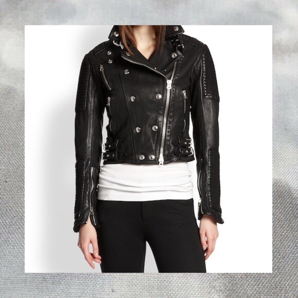 BURBERRY BRIT loseley black leather biker jacket
